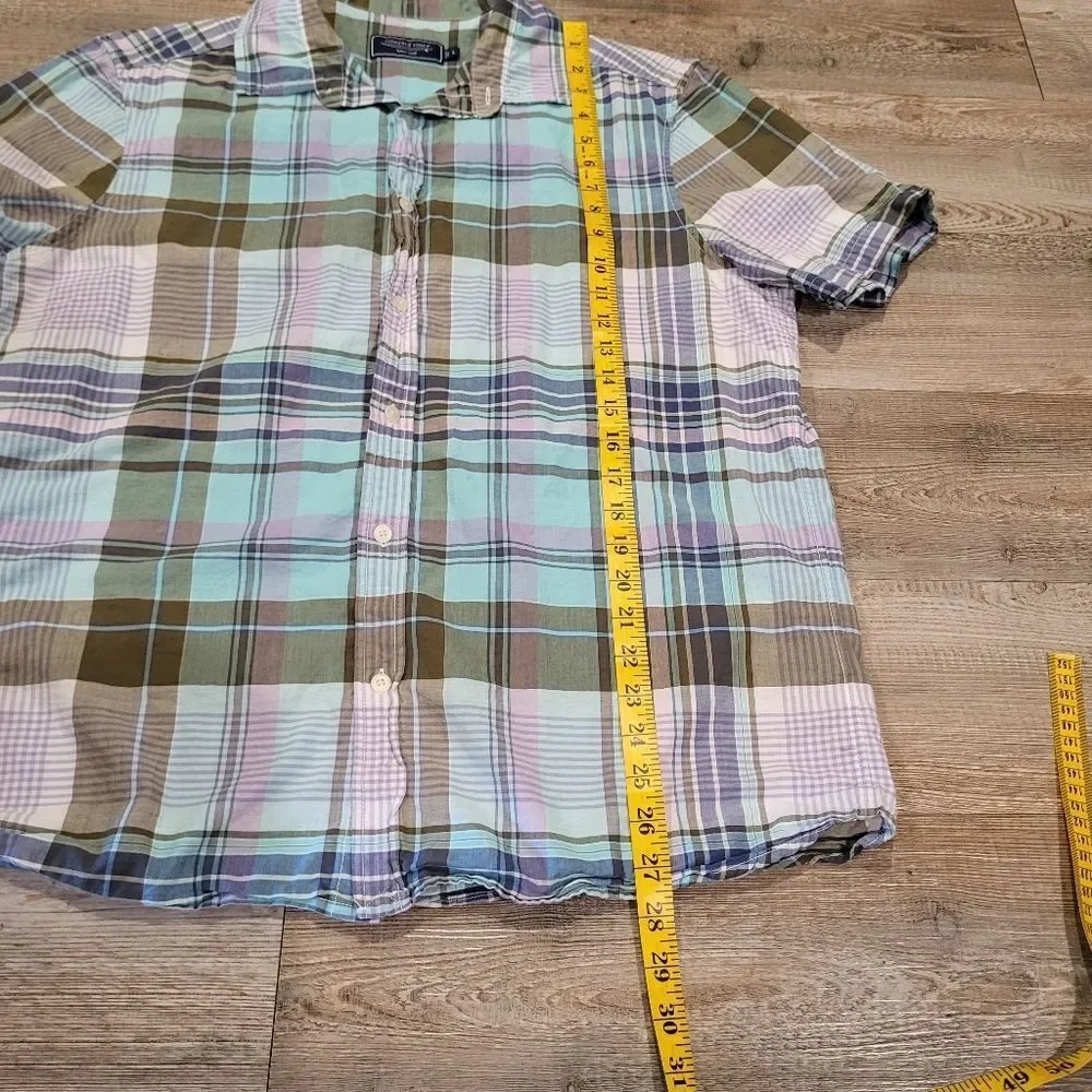 Vineyard Vines Plaid Button Down Short Sleeved Shirt Mens Size Large - Picture 6 of 7